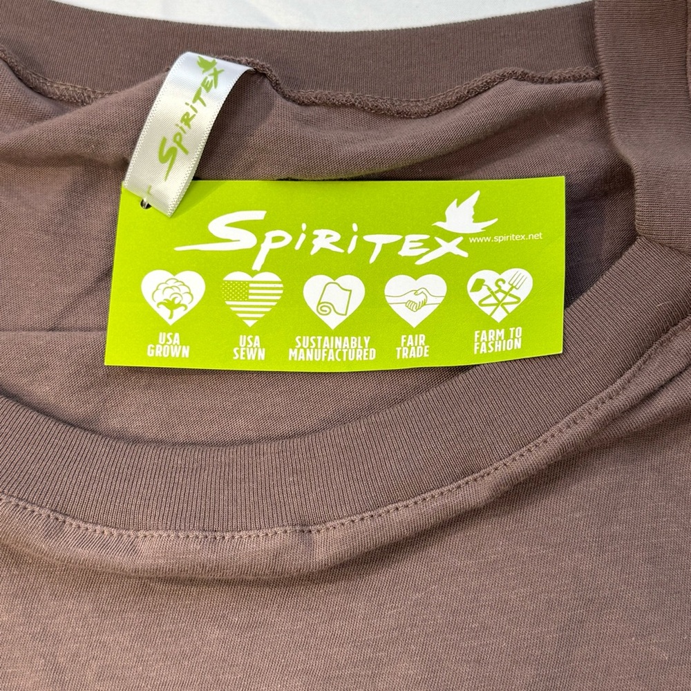 Spiritex Mushroom/Mauve 3/4 sleeve USA made cotton top, women’s Lg, square neck - Picture 4 of 12